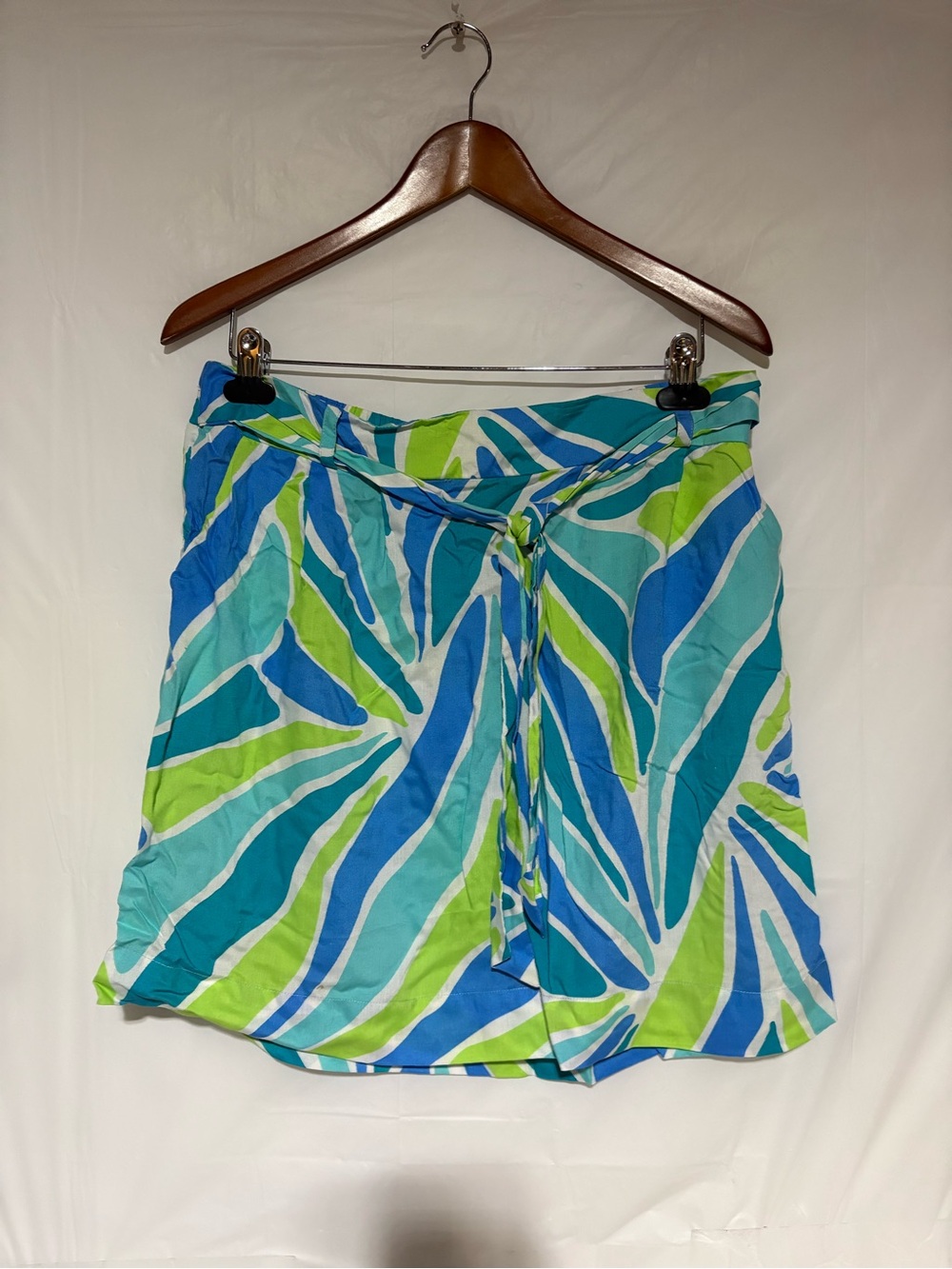 Escapada Blue, Teal & Lime Patterned Skirt with Tie